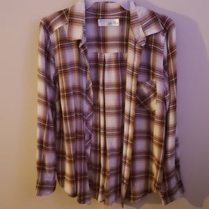 Brown plaid button up